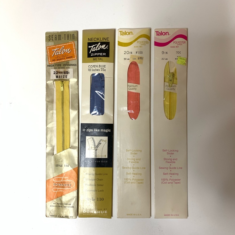 Vintage Talon Zippers Lot of 4